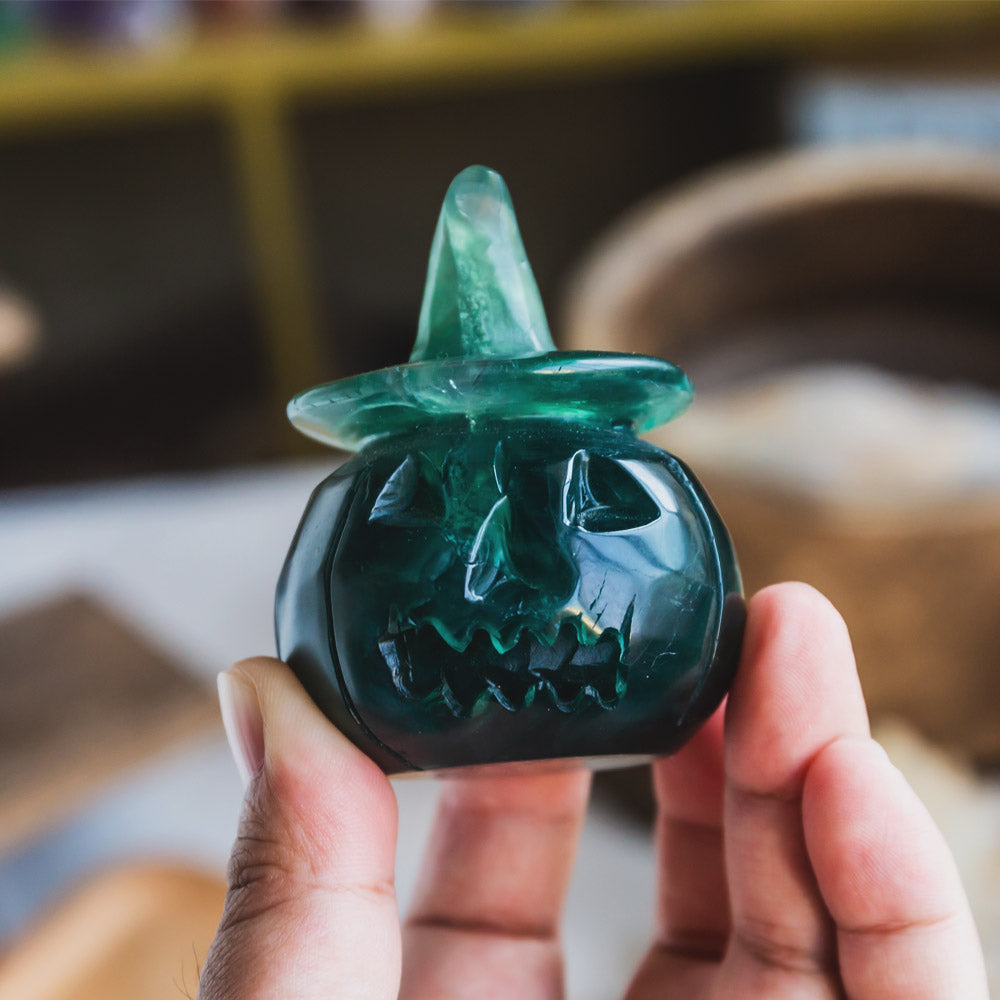 Green Fluorite Pumpkin