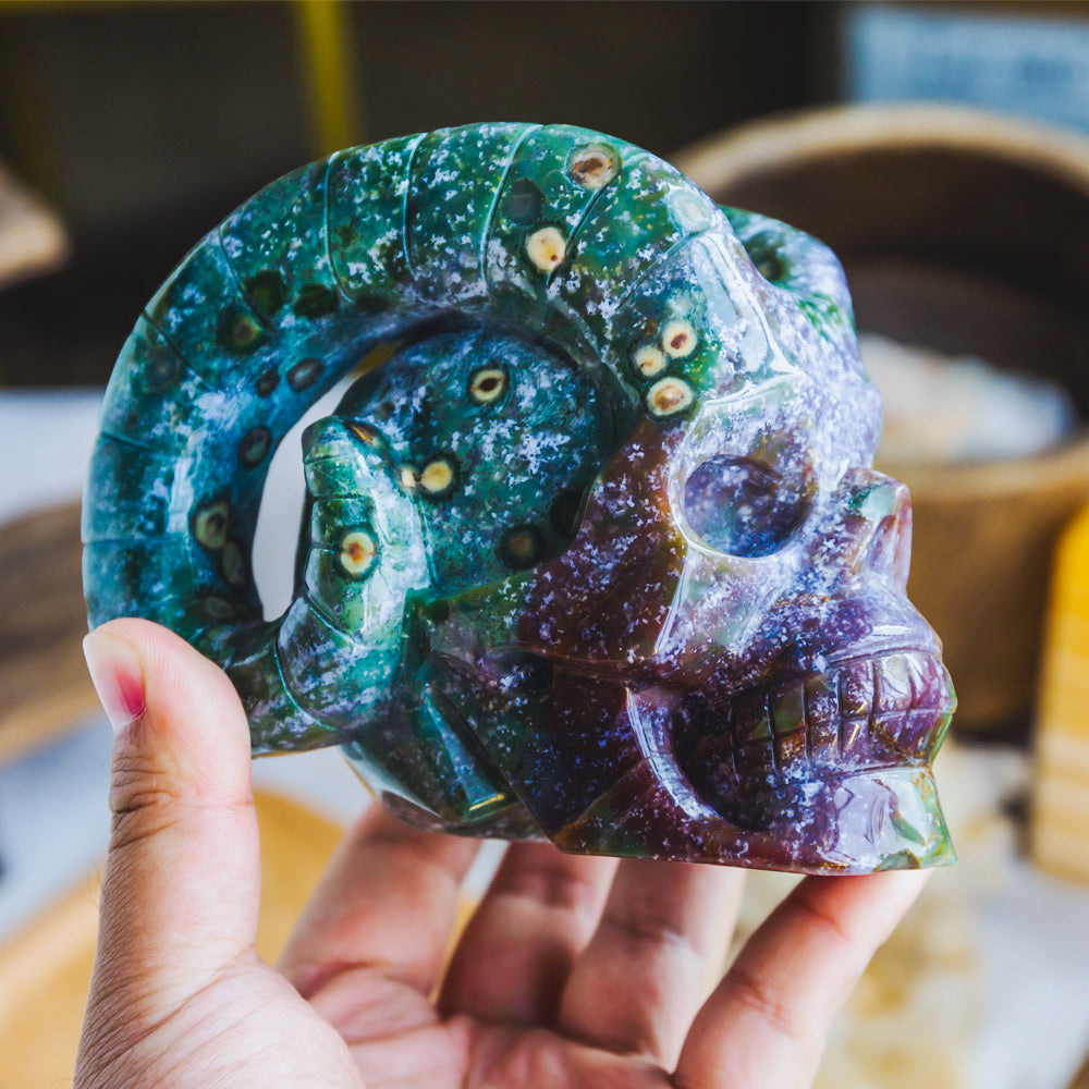 Ocean Jasper Sheep Skull