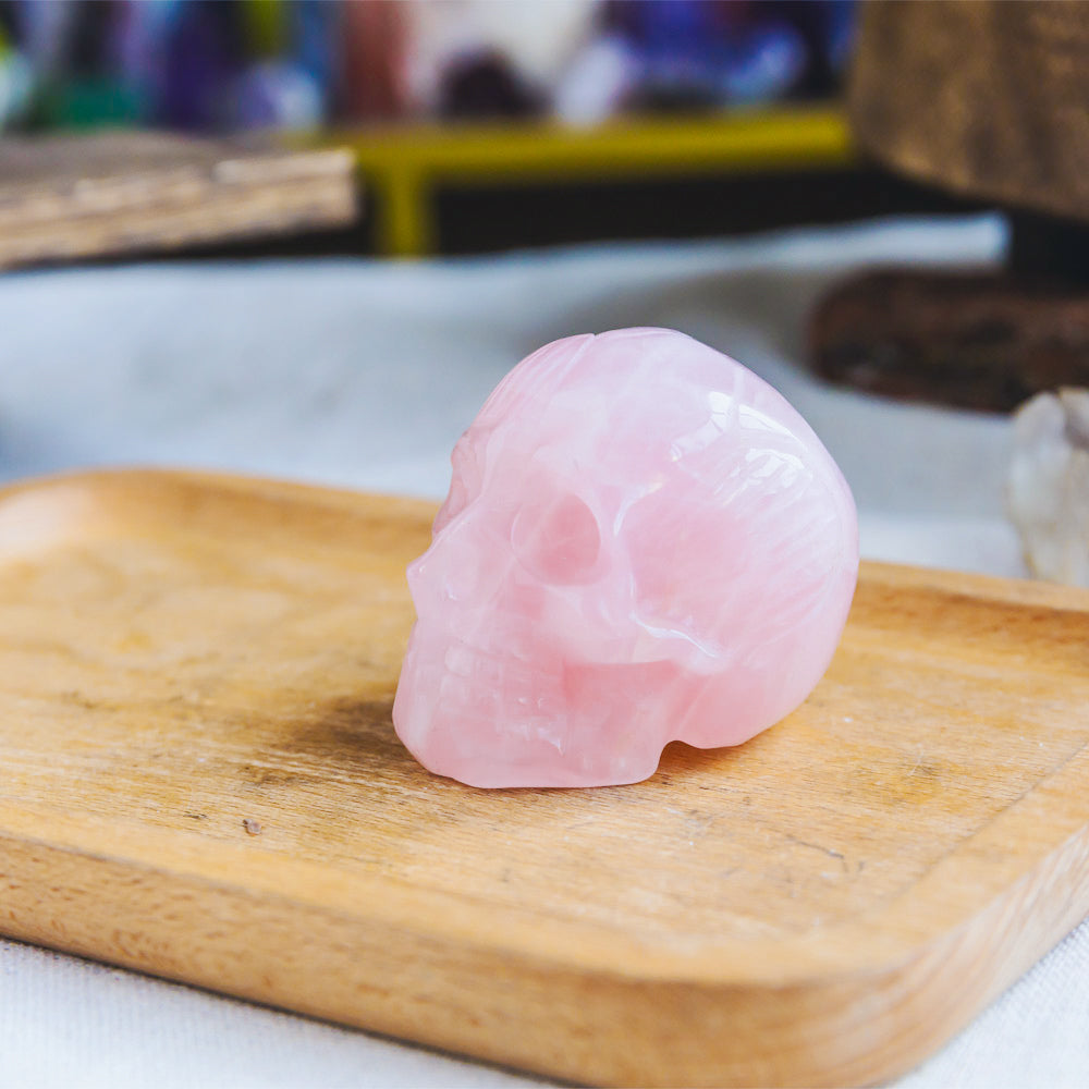 2" Rose Quartz Muscle Skull