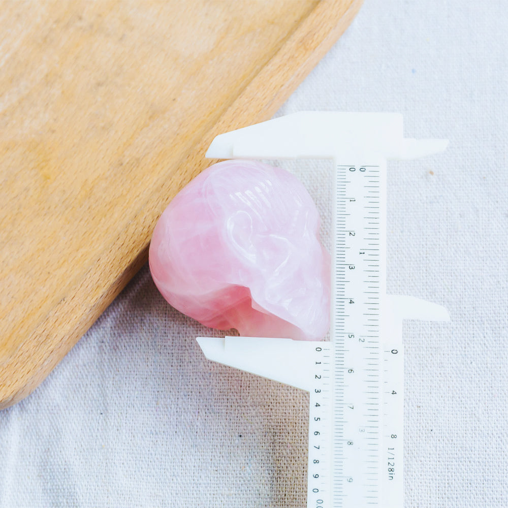 2" Rose Quartz Muscle Skull