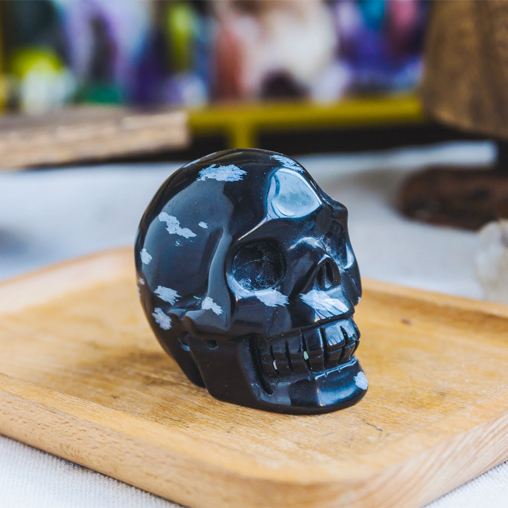 Snowflake Obsidian Skull