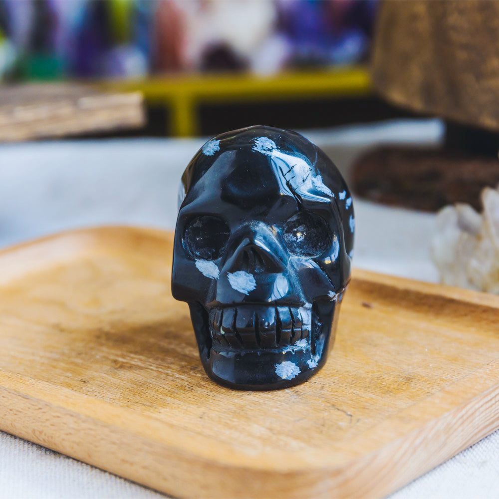 Snowflake Obsidian Skull