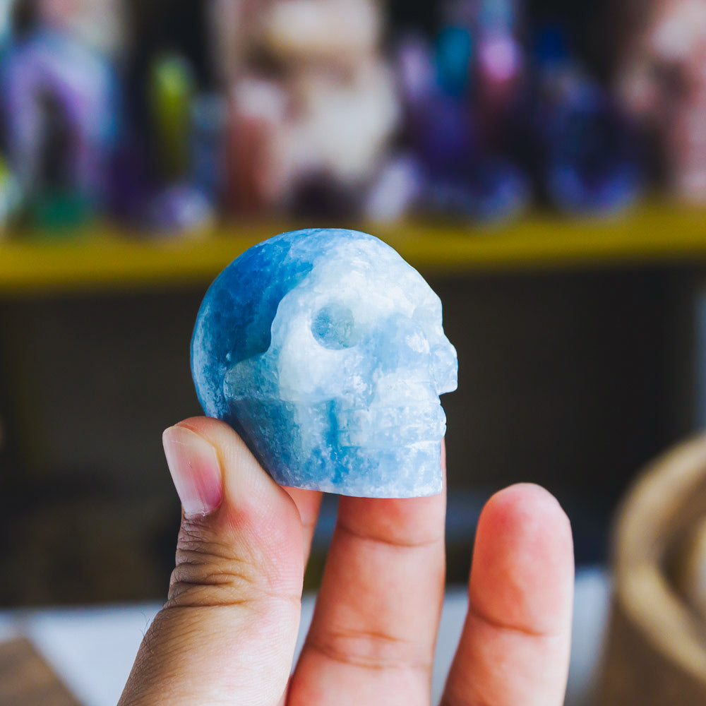 2" Blue Calcite Skull