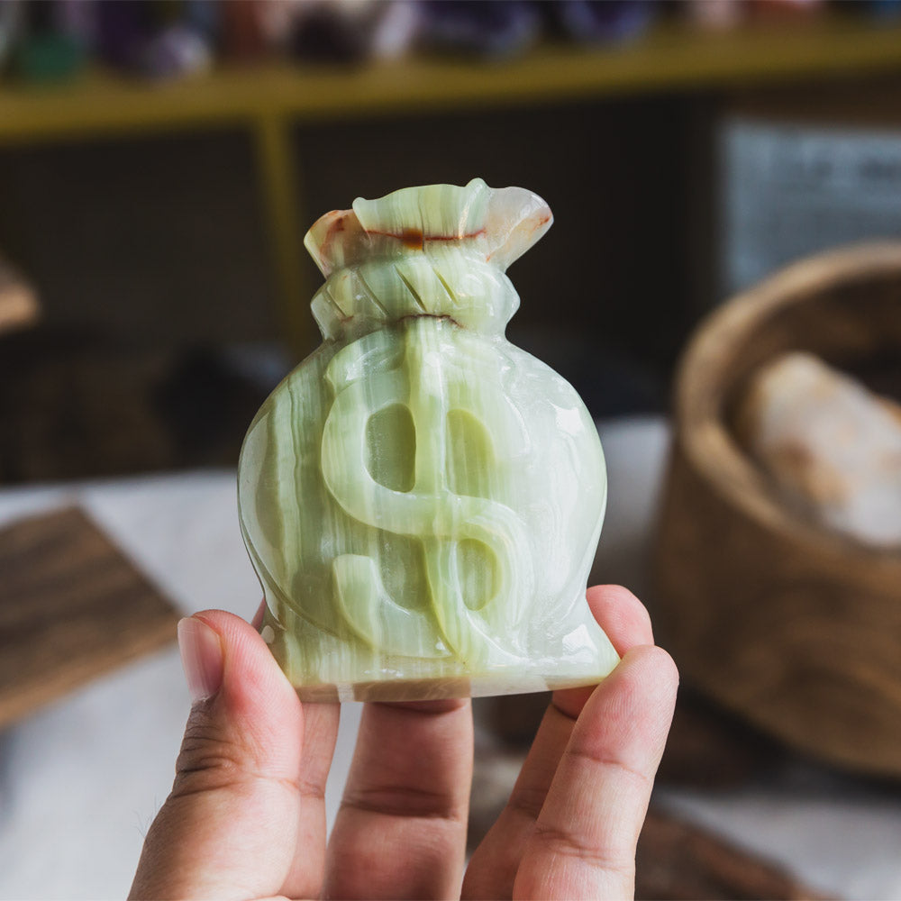 Pistachio Calcite Money Bag