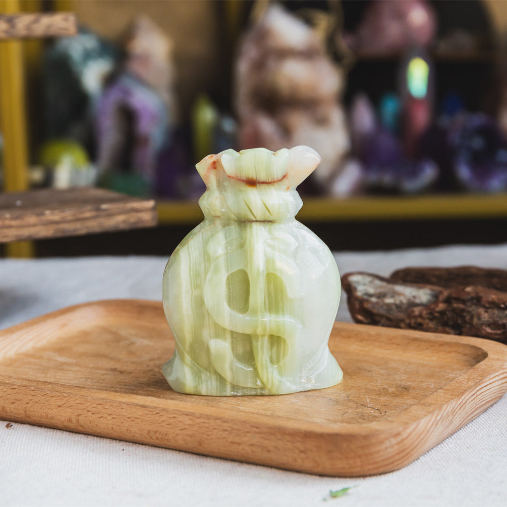 Pistachio Calcite Money Bag