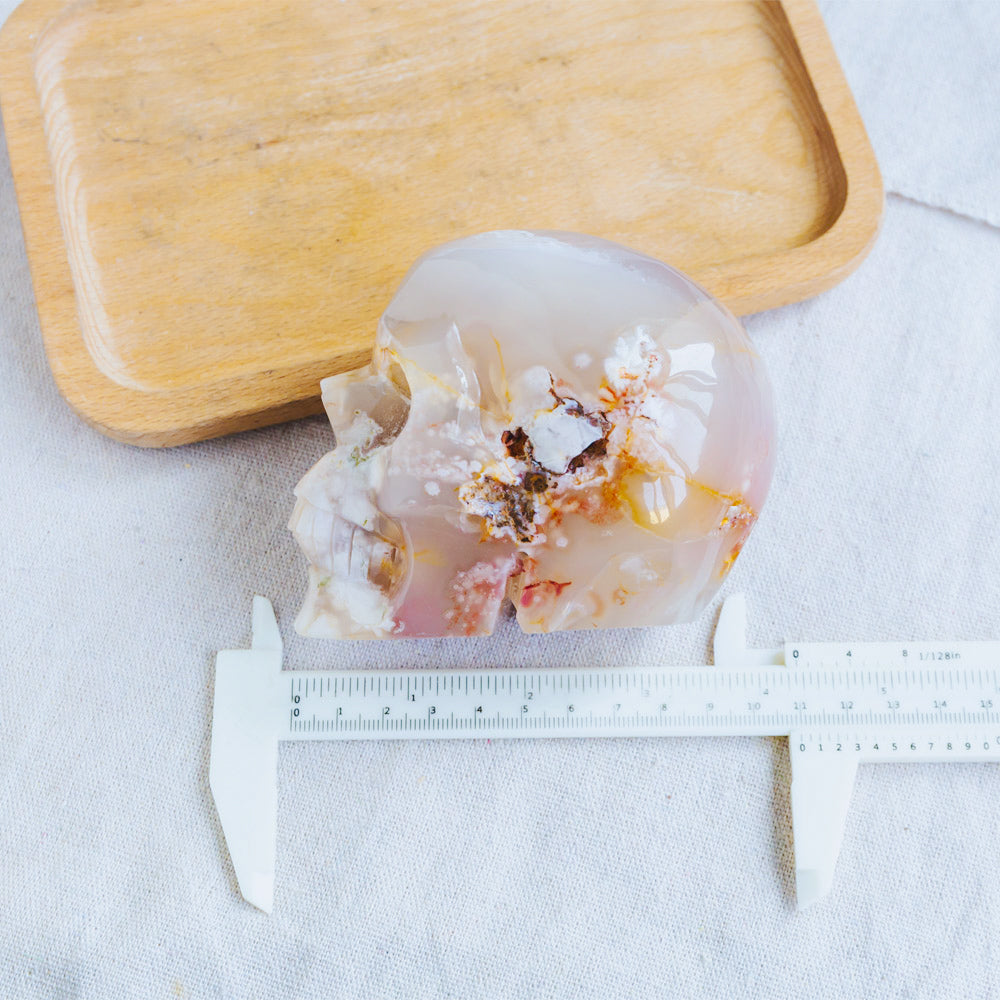 4" Flower Agate Skull