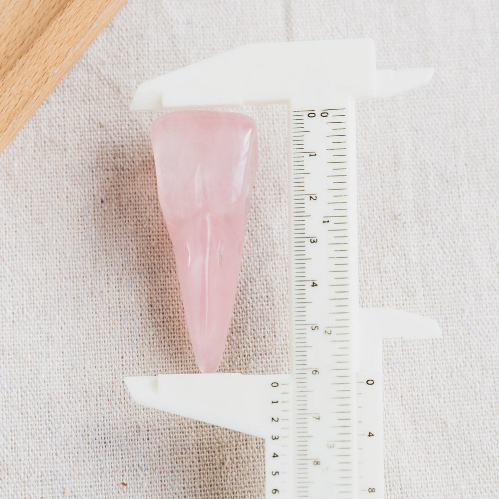 2" Rose Quartz Raven Skull