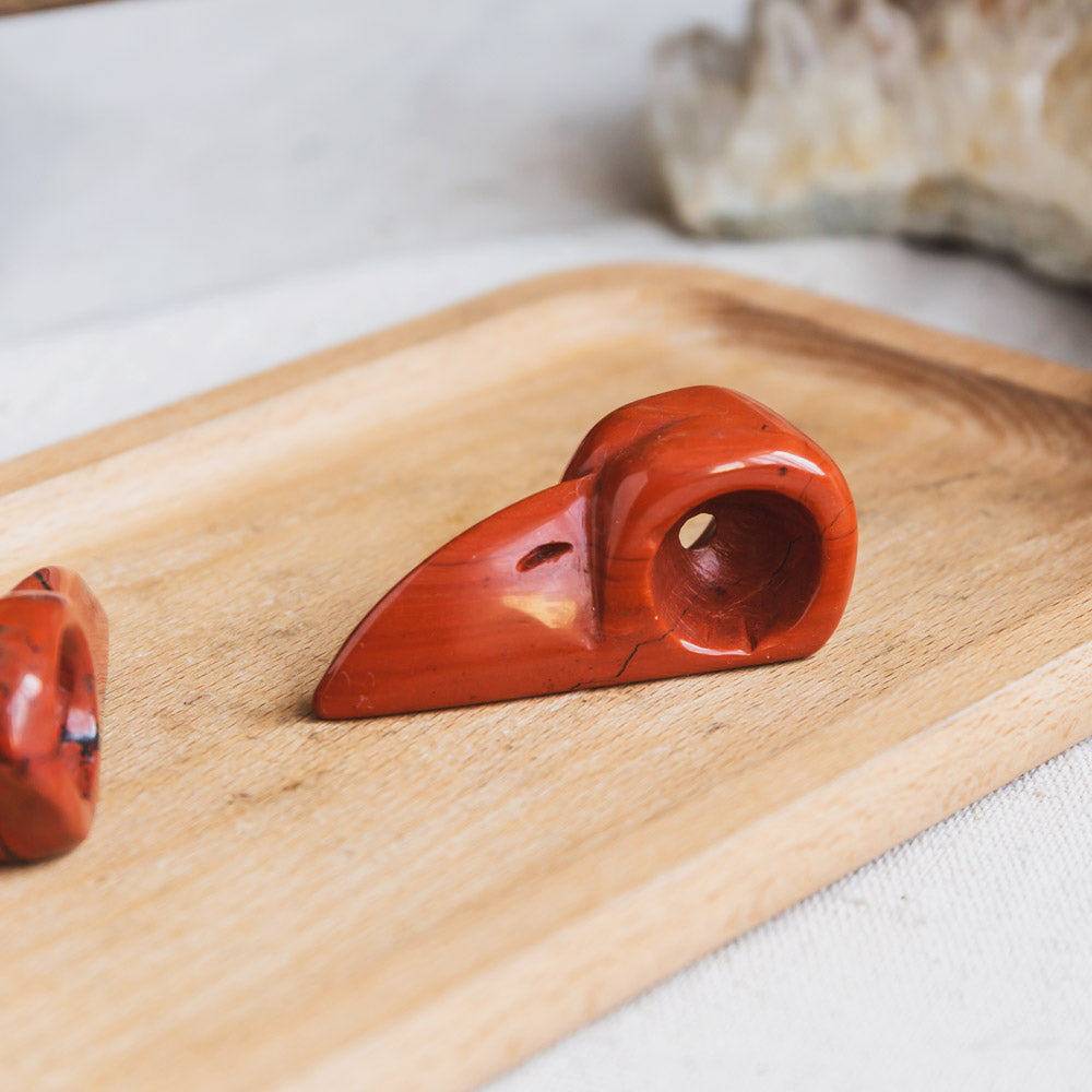 2" Red Jasper Raven Skull