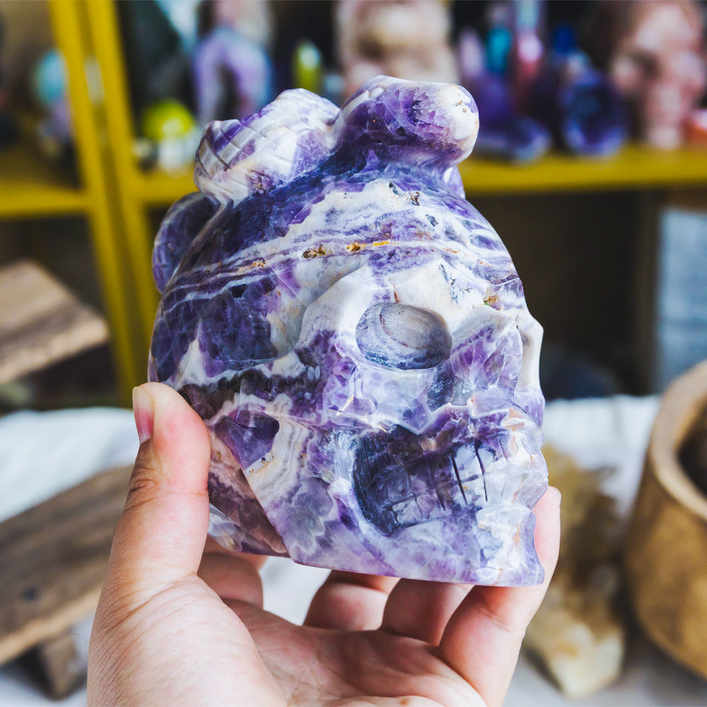 Dream Amethyst Skull With Snake