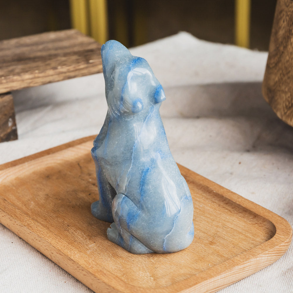 Blue Aventurine Wolf