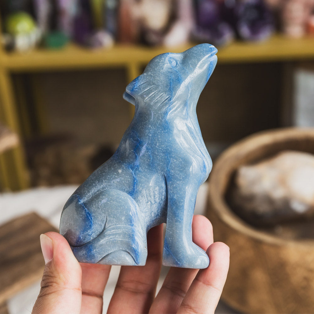 Blue Aventurine Wolf