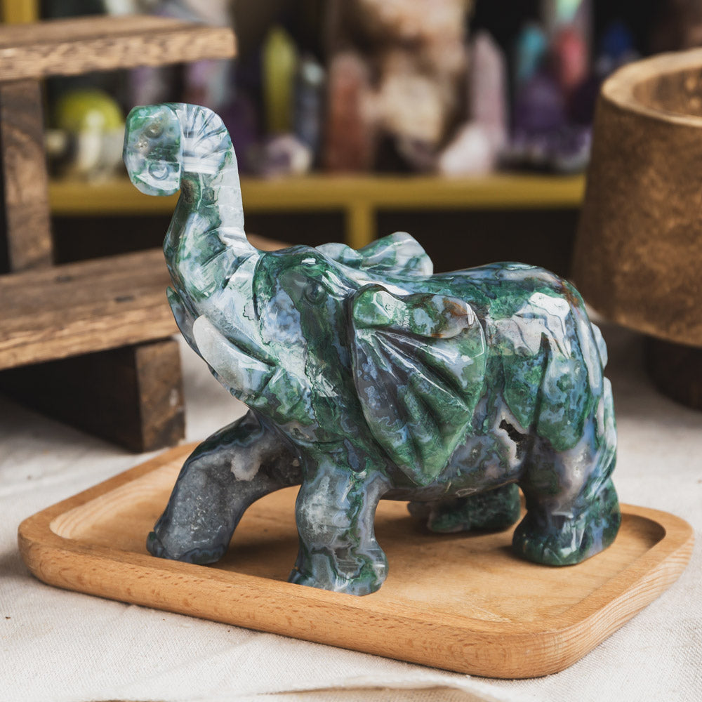 Moss Agate Elephant