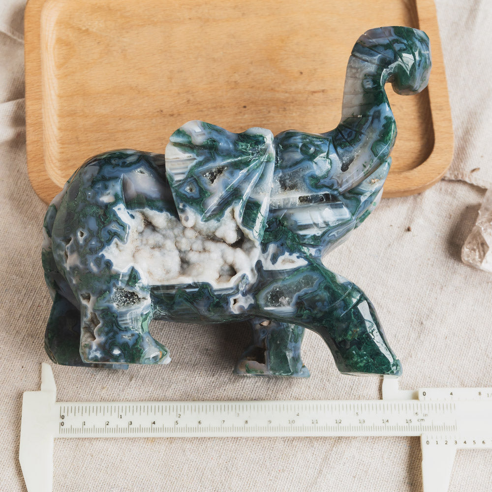 Moss Agate Elephant