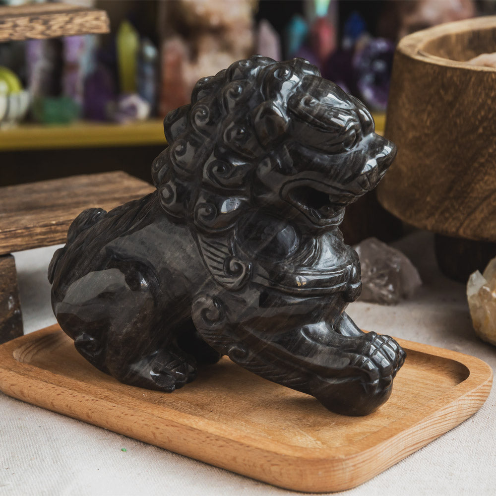 Silver Sheen Obsidian Lion