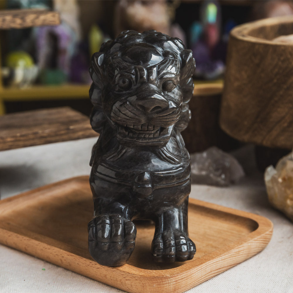 Silver Sheen Obsidian Lion