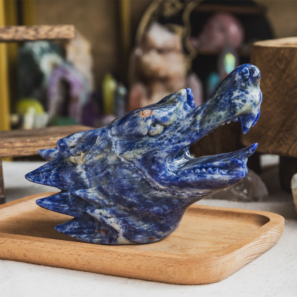 Sodalite Wolf Head