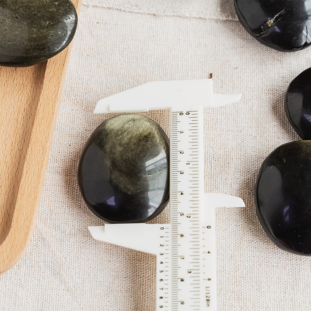 Golden Sheen Obsidian Palm Stone