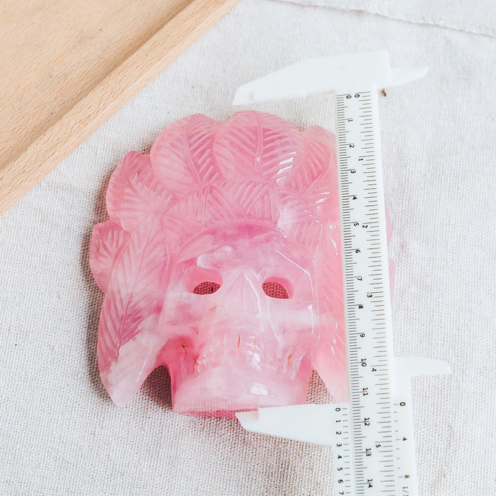 Rose Quartz Indian Skull