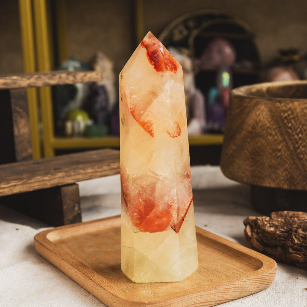 Fire Quartz With Citrine Tower