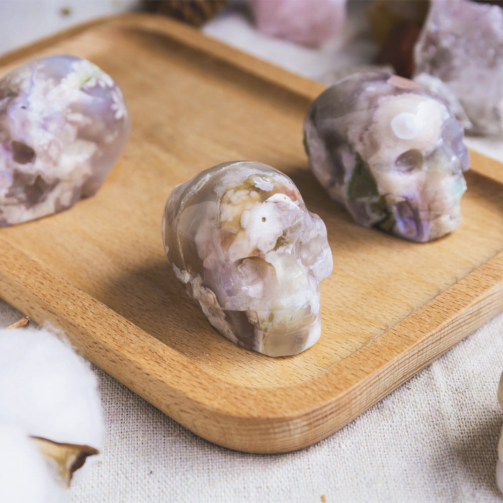 2" Flower Agate Skull