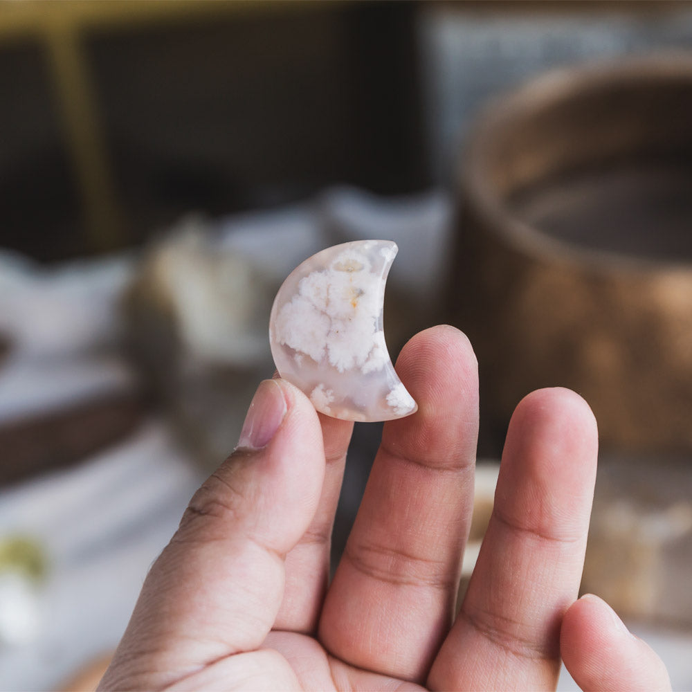 Flower Agate Mini Moon