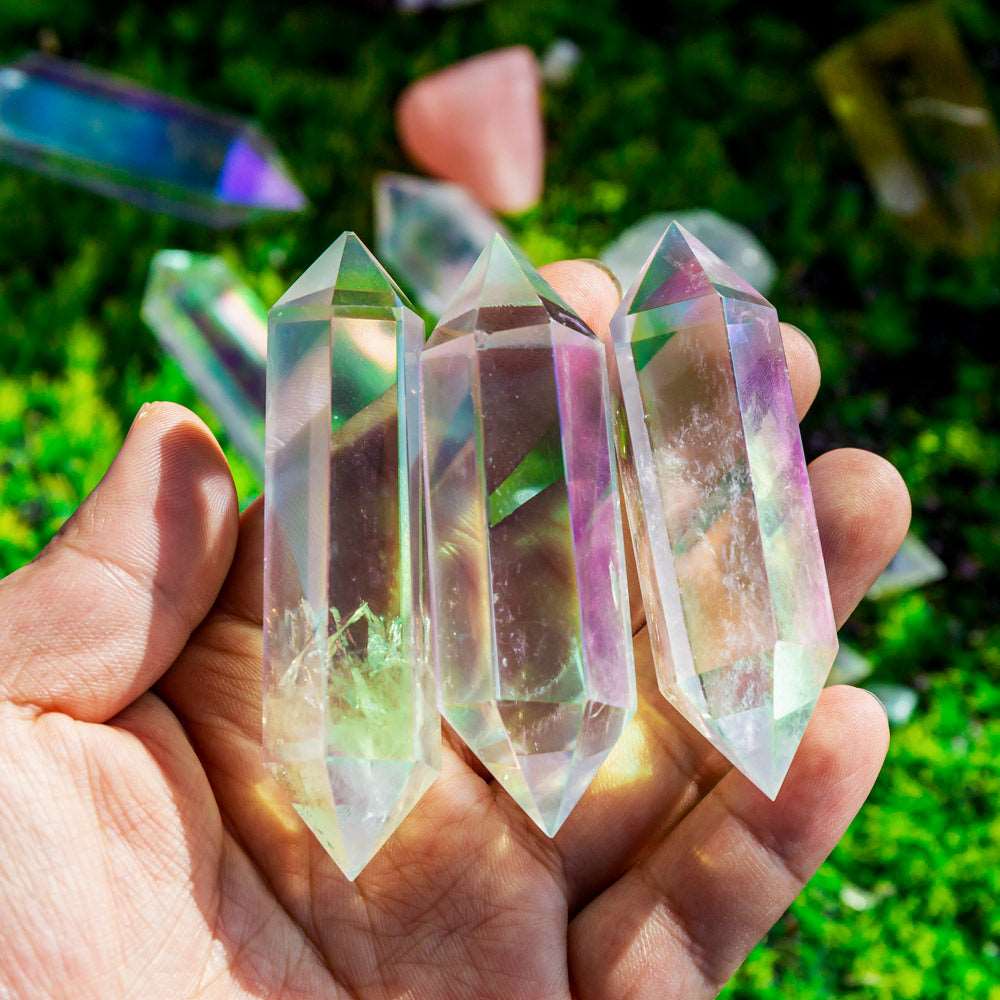 Aura clear quartz double point