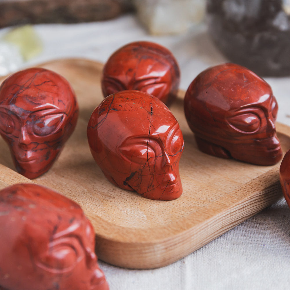 2" Red Jasper Alien Skull