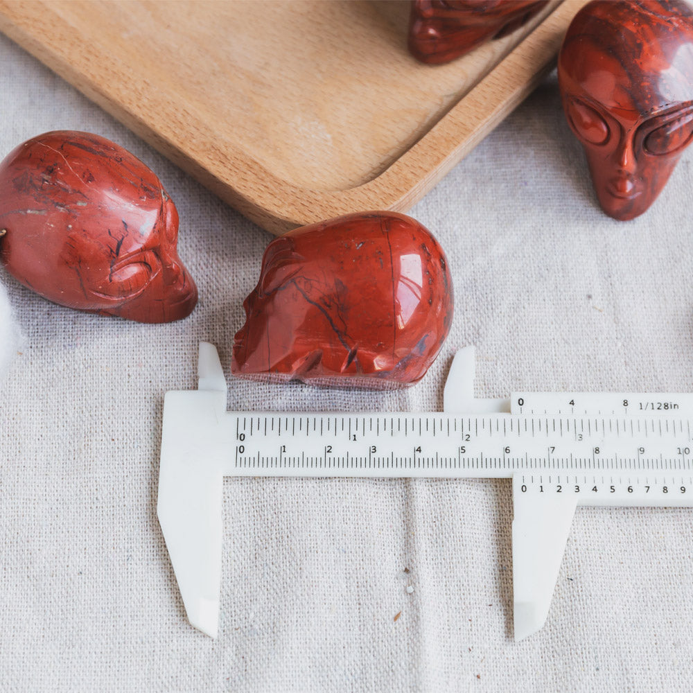 2" Red Jasper Alien Skull