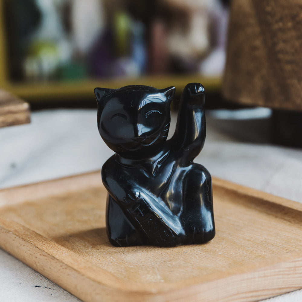 Black Obsidian Maneki-Neko