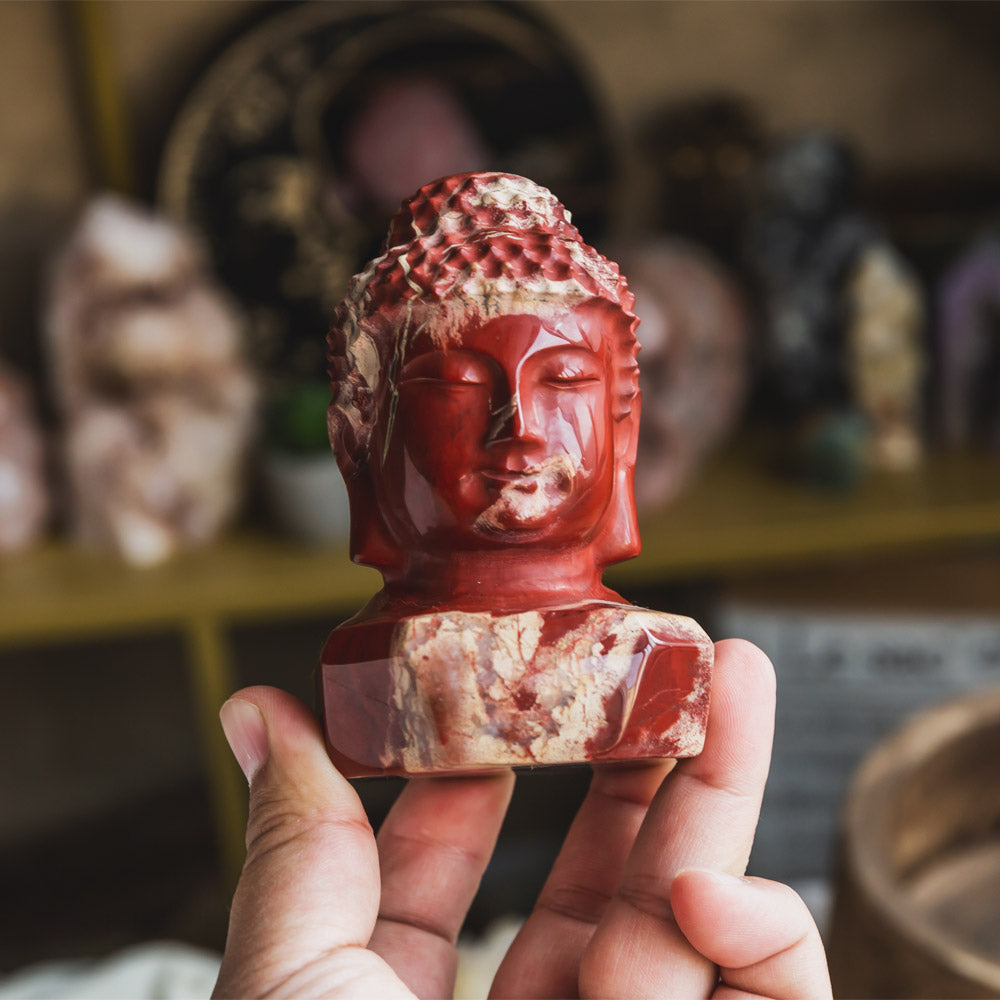 Red Jasper Buddha Head