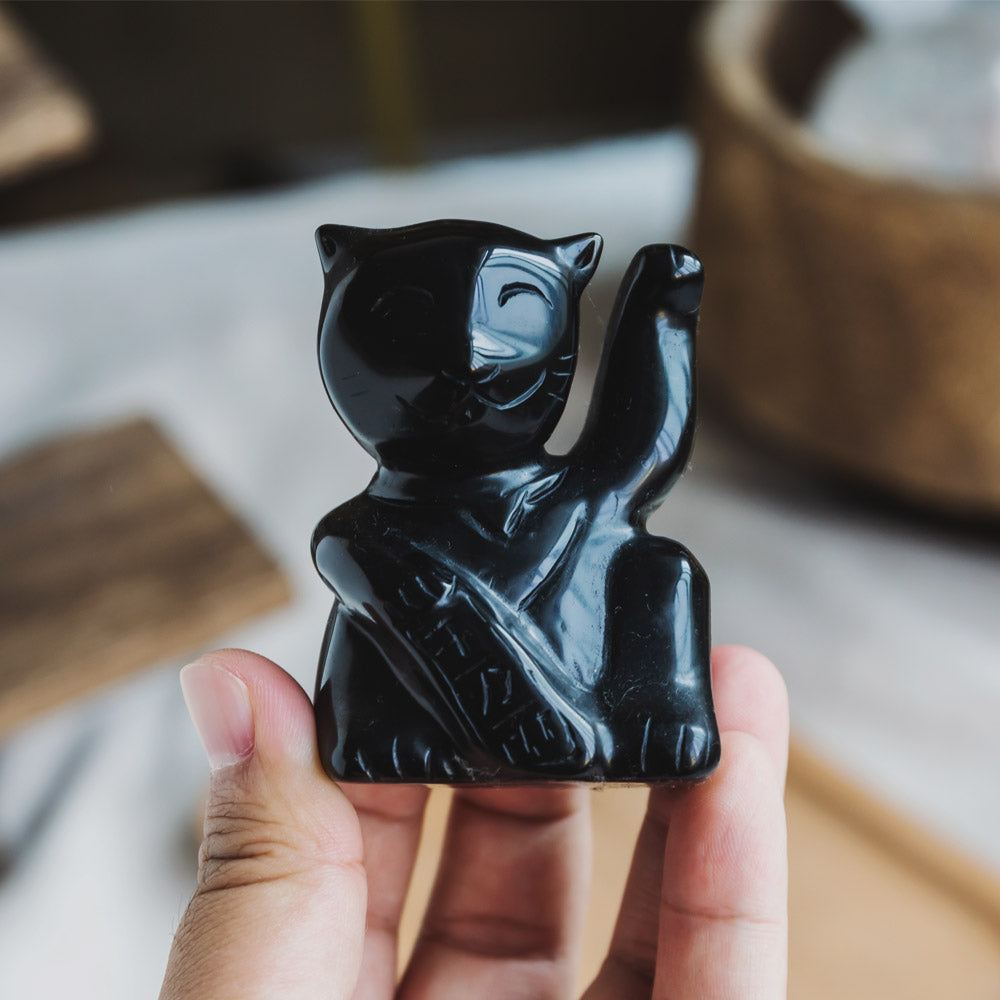 Black Obsidian Maneki-Neko