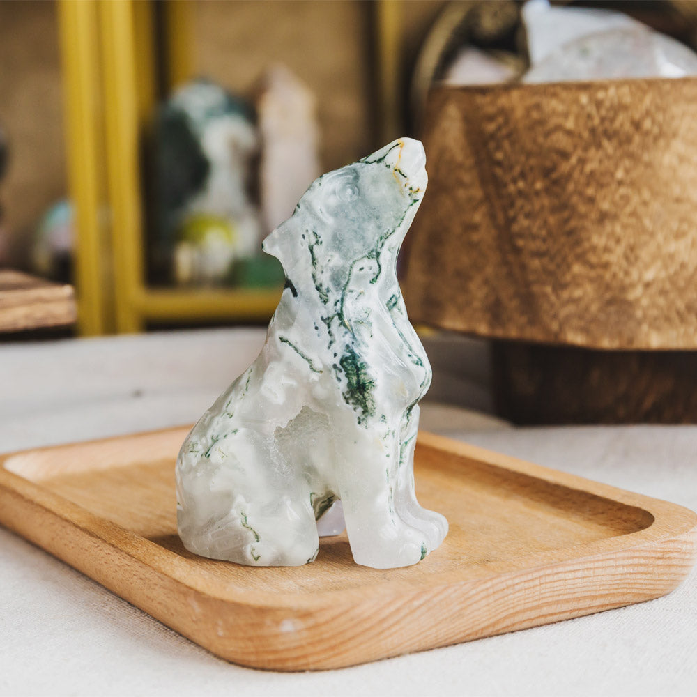 Moss Agate Wolf