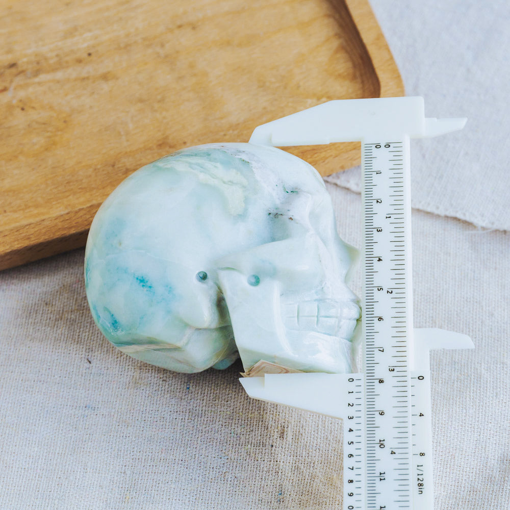 Blue Aragonite Skull