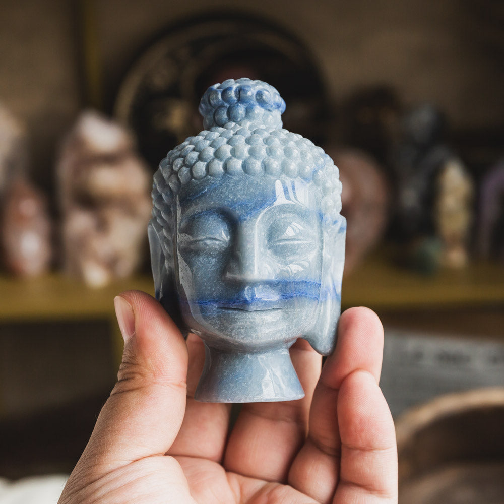 Blue Aventurine Buddha Head