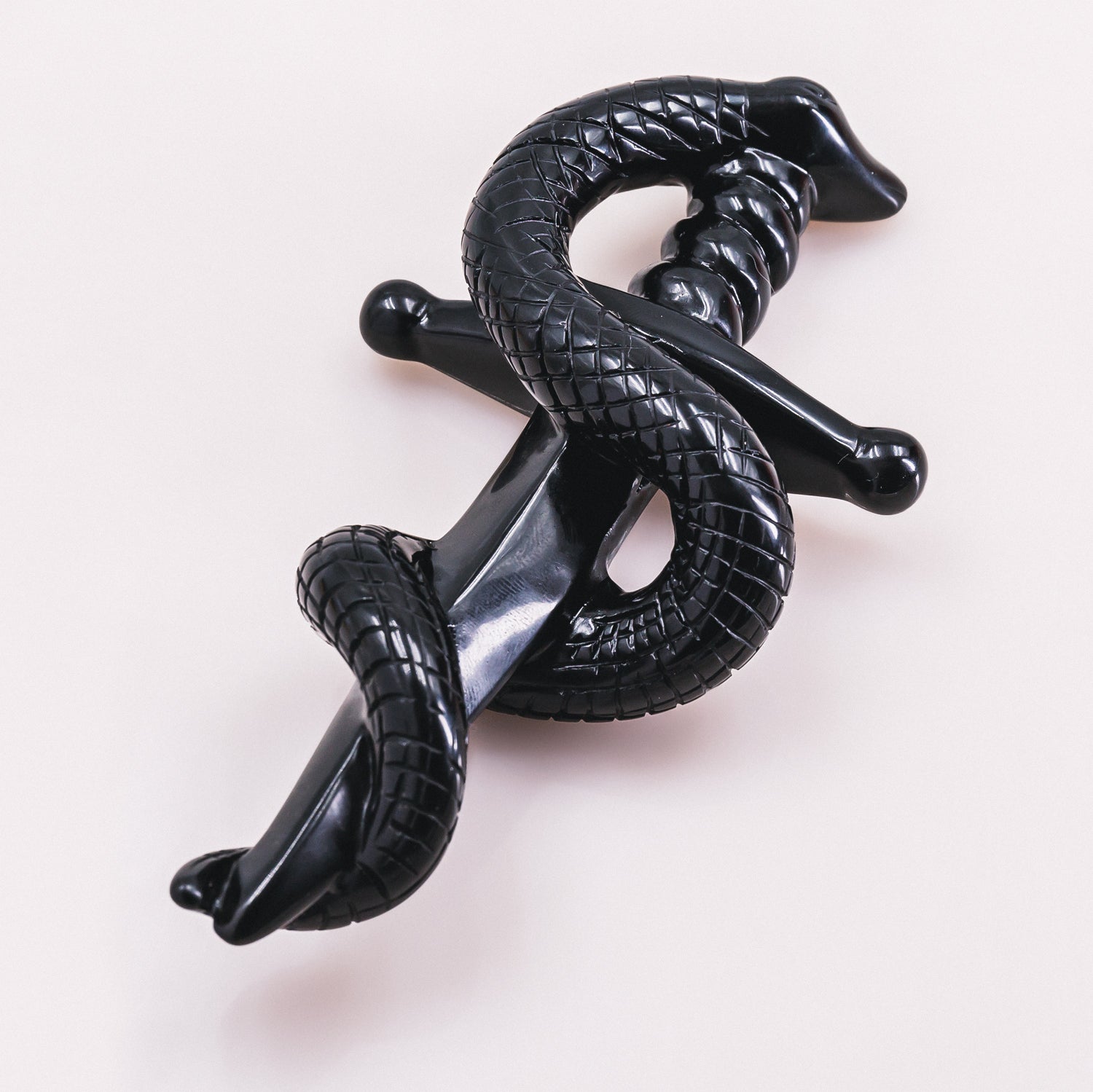 Black Obsidian Knife With Snake