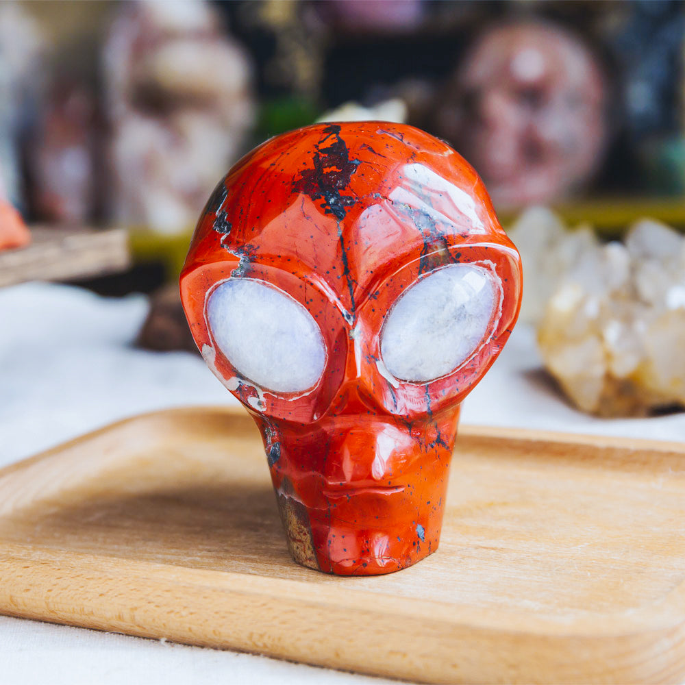 Red Jasper Alien Skull