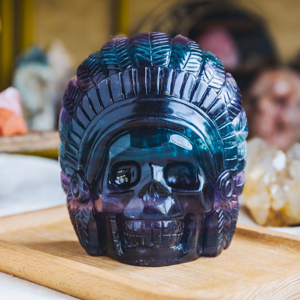 Rainbow Fluorite Indian Skull