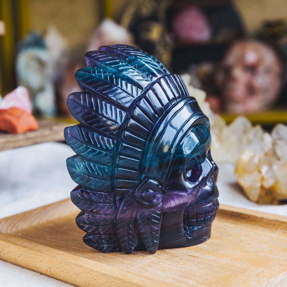 Rainbow Fluorite Indian Skull