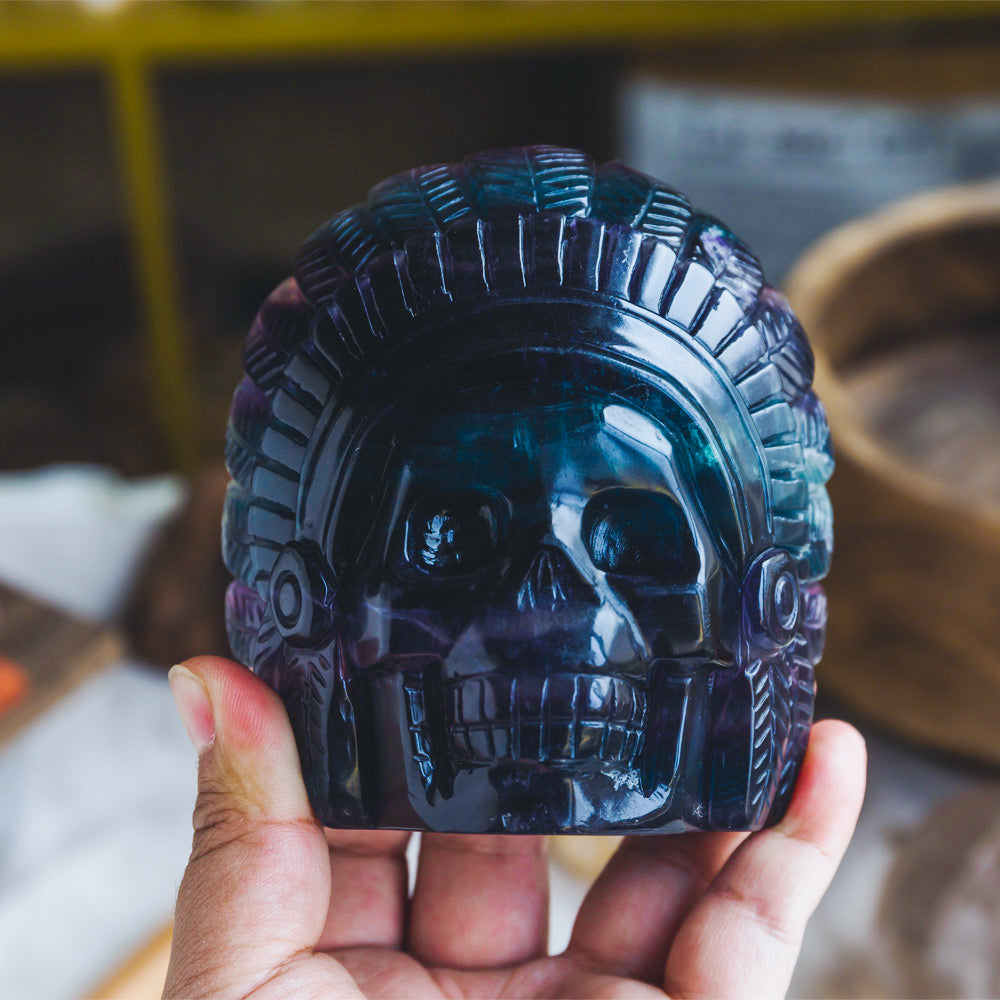 Rainbow Fluorite Indian Skull