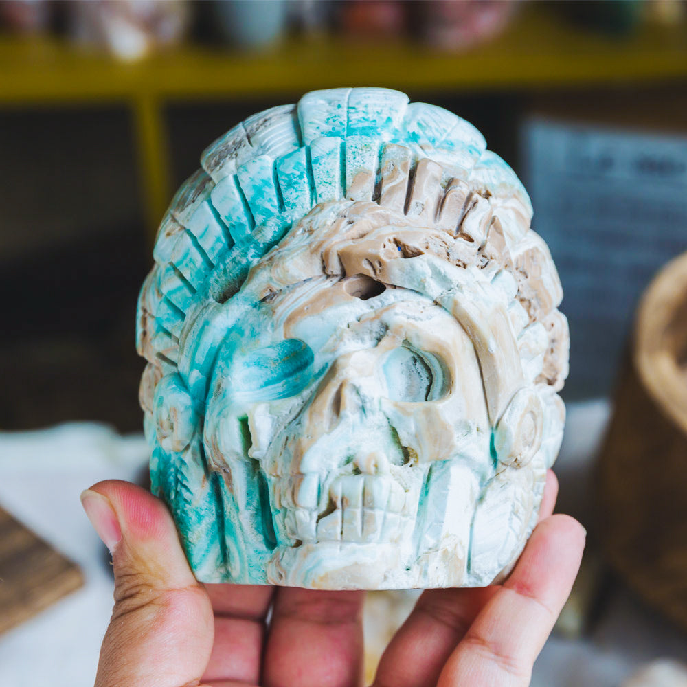 Blue Aragonite Indian Skull