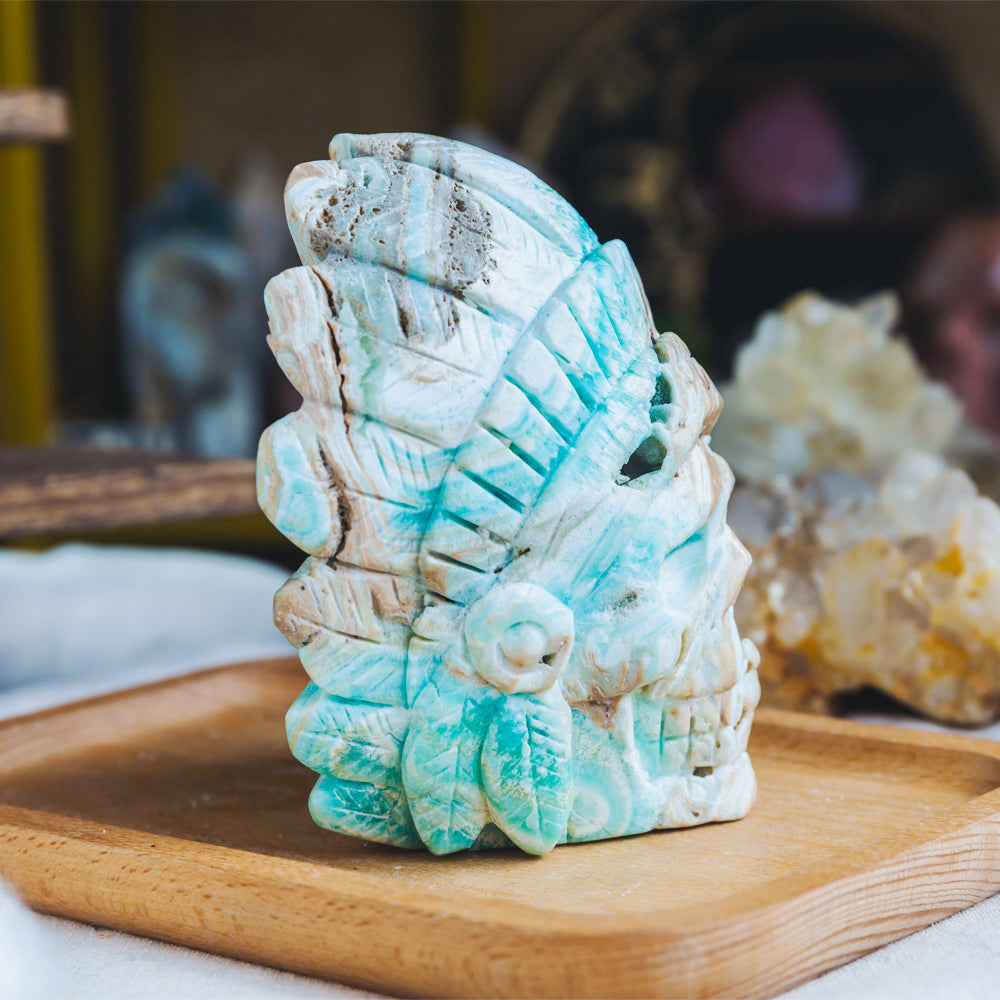 Blue Aragonite Indian Skull