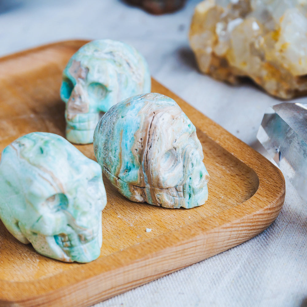 1.5" Blue Aragonite Skull