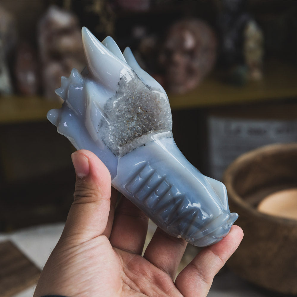 Geode Agate Dragon Head