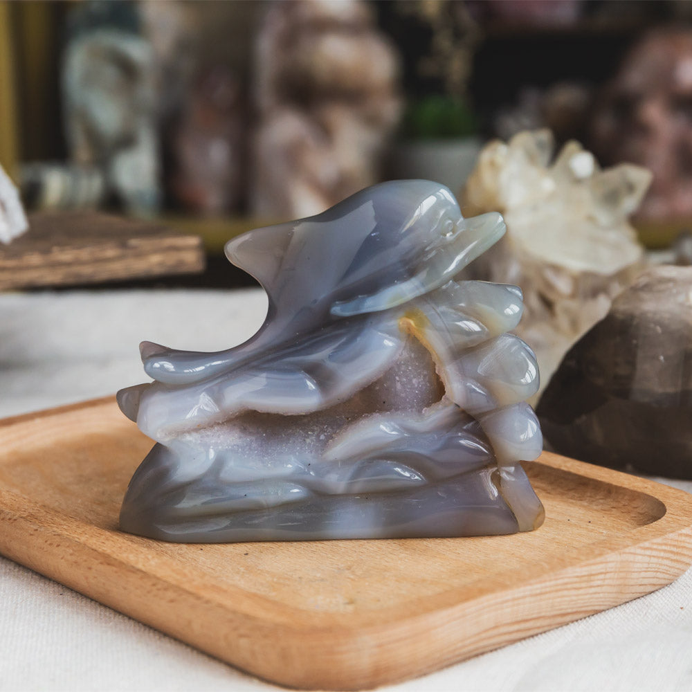 Druzy Agate Dolphin