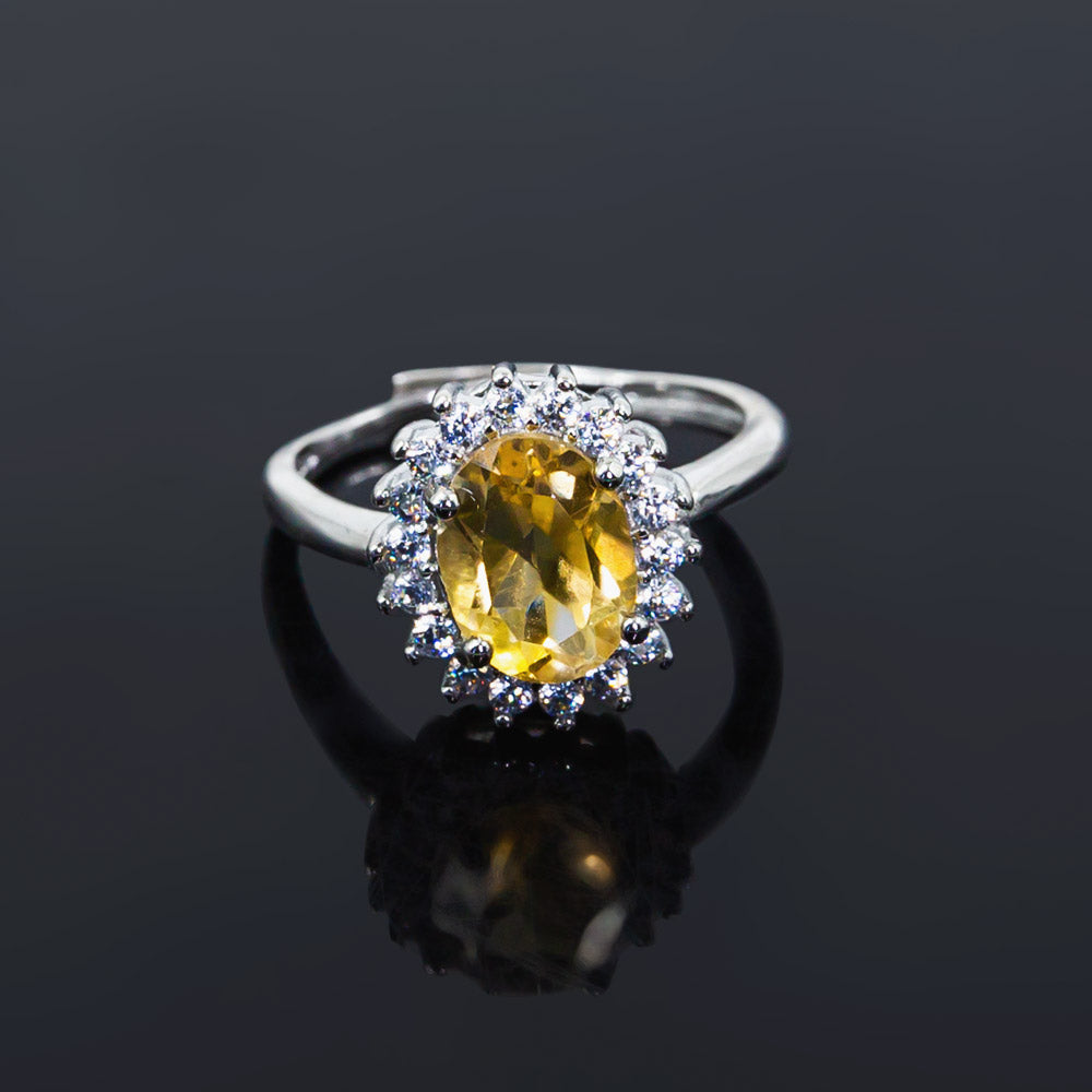 Round Tea Yellow Crystal Ring