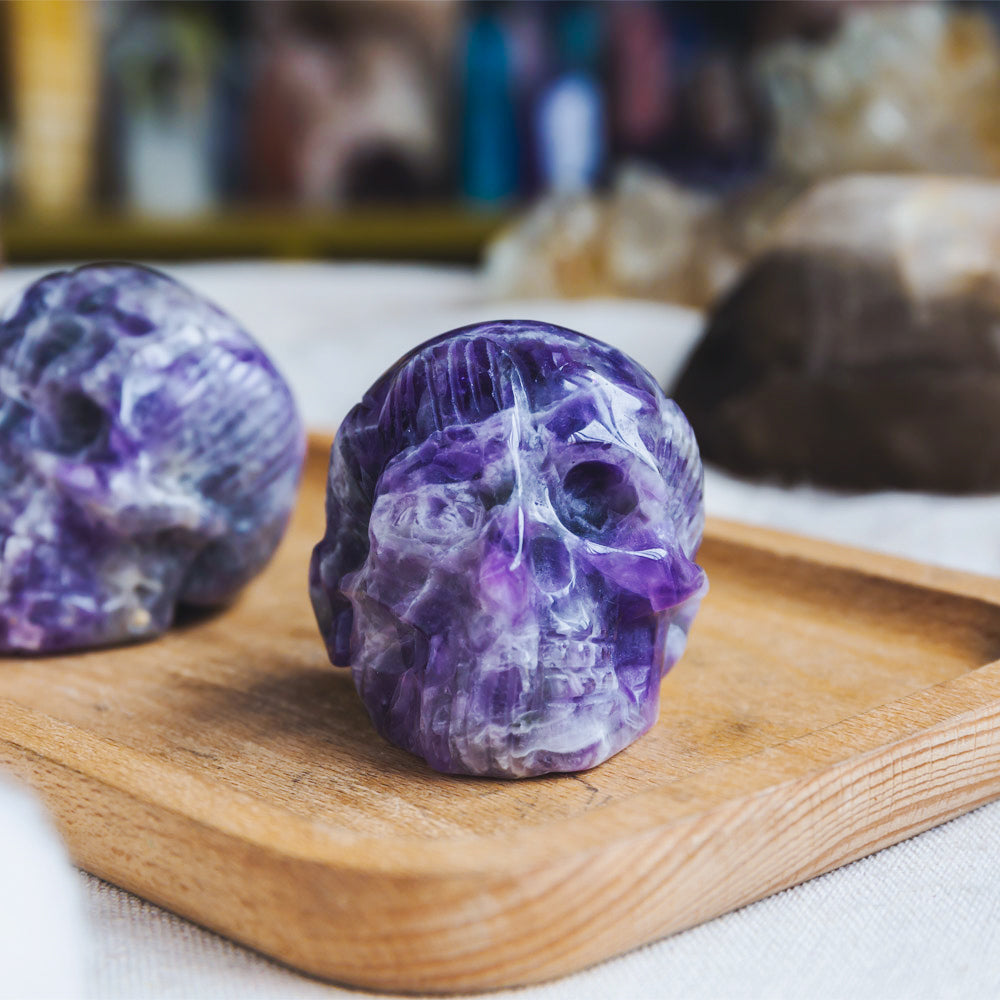 2" Dream Amethyst Muscle Skull