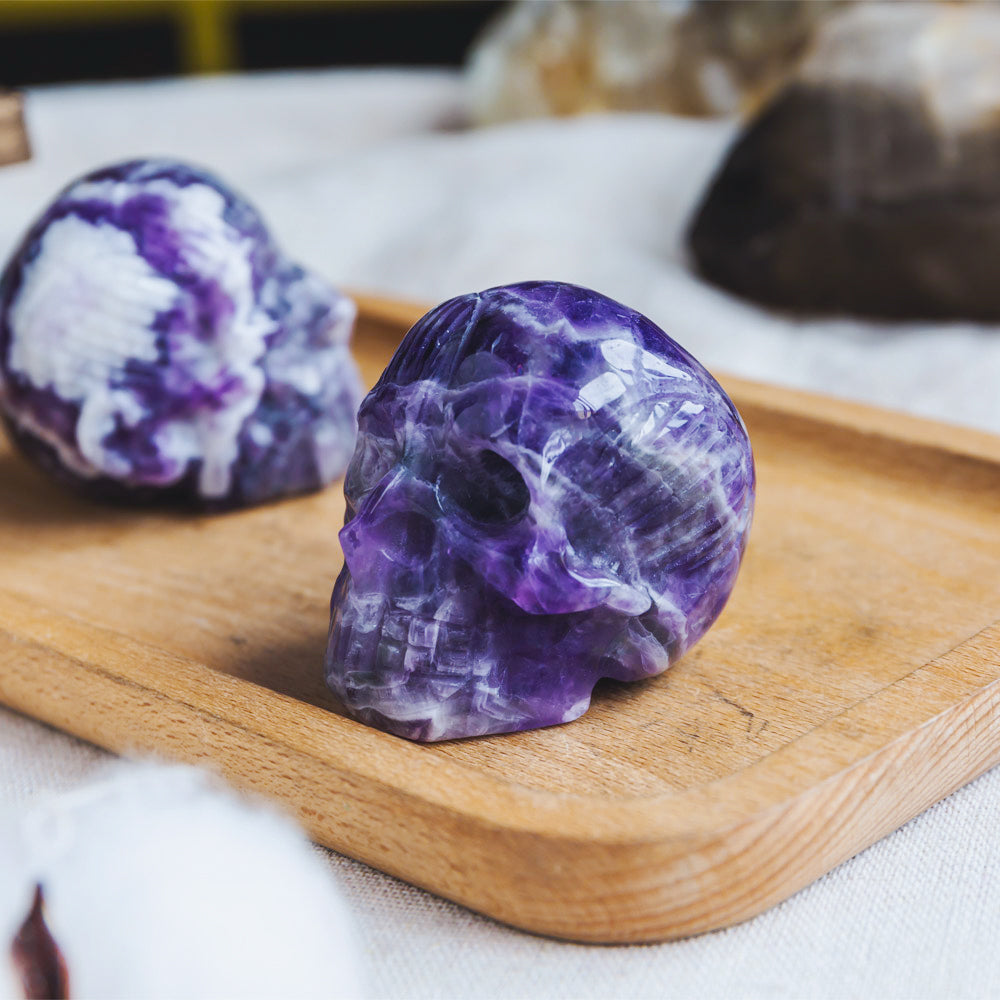 2" Dream Amethyst Muscle Skull