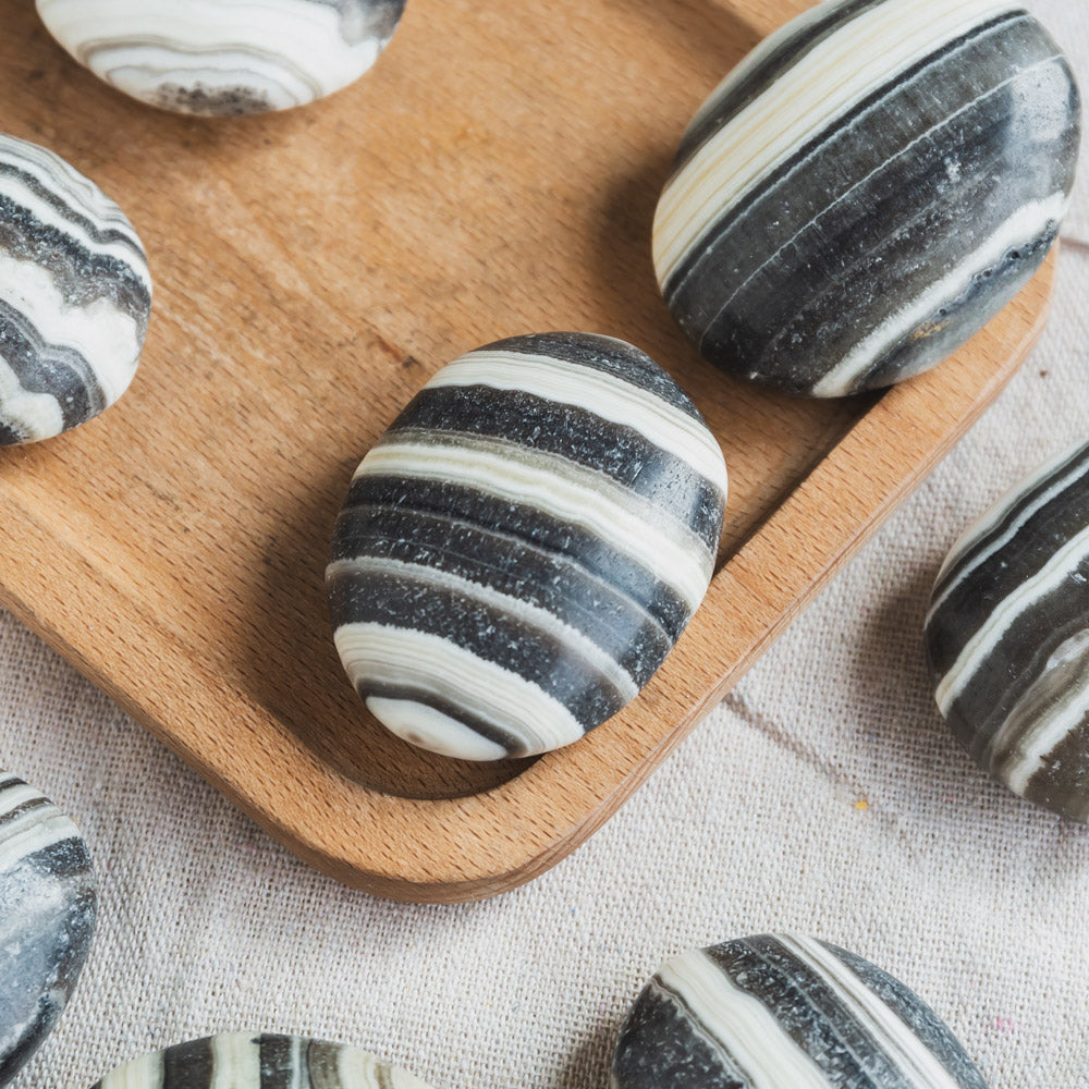 Zebra Calcite Palm Stone