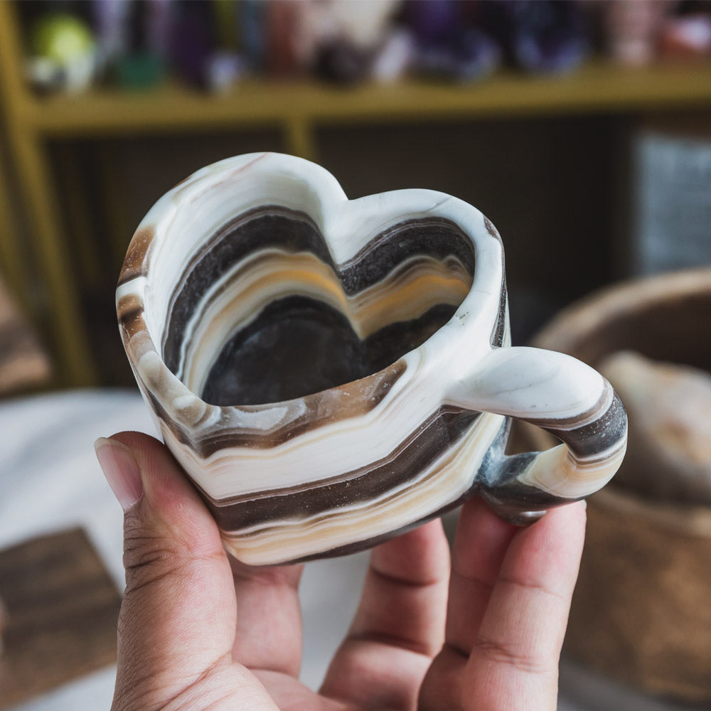 Zebra Calcite Heart Cup