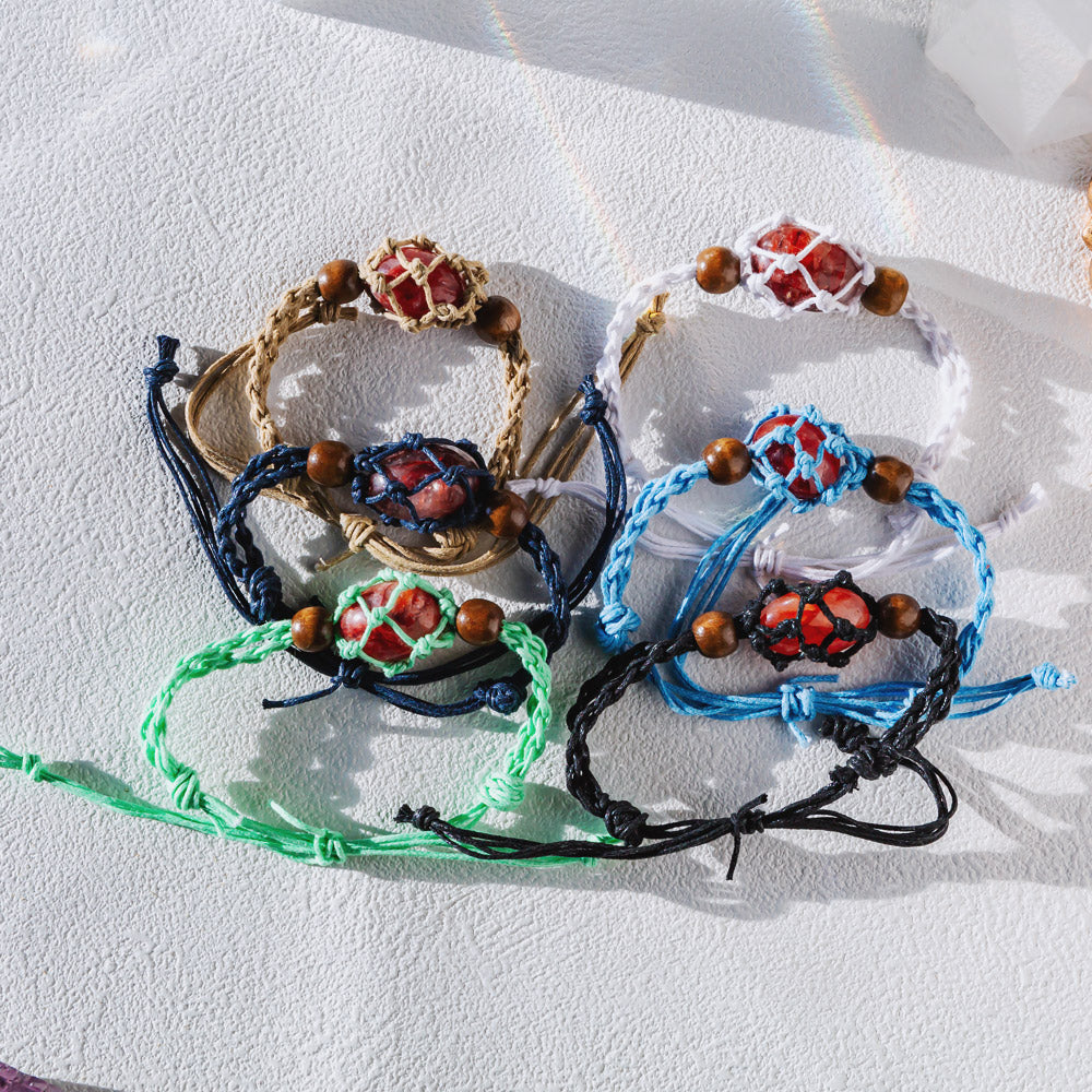 【Cord Bracelet】Natural Crystal Cage Bracelet